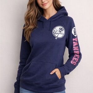 Vintage PINK Victoria's Secret New York Yankees 5th & Ocean Hoodie Size Medium